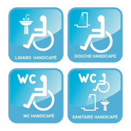 4 adhésifs handicapés wc - douche - lavabo - sanitaire