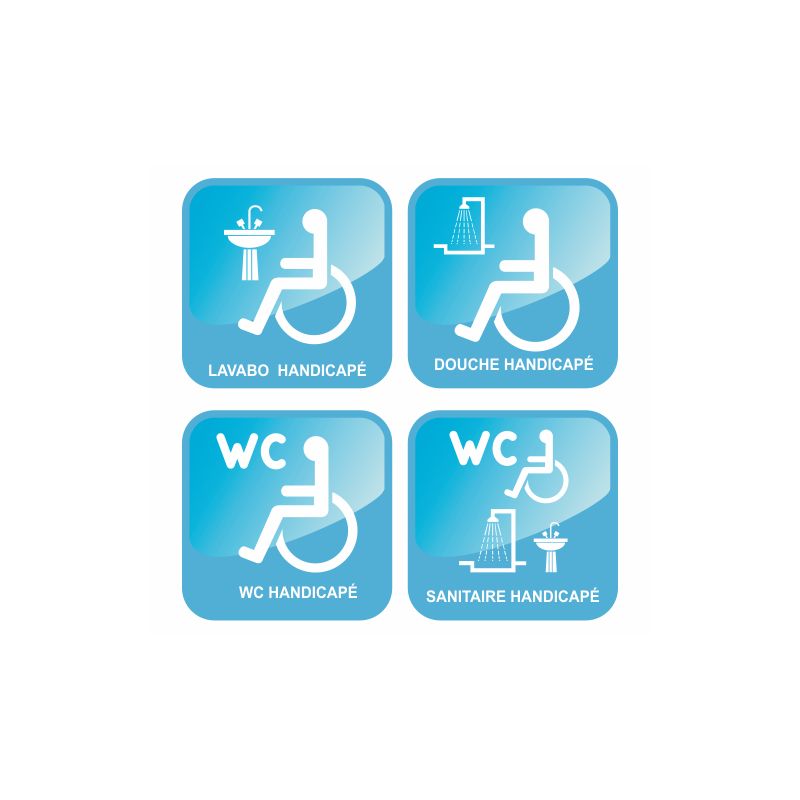 4 adhésifs handicapés wc - douche - lavabo - sanitaire