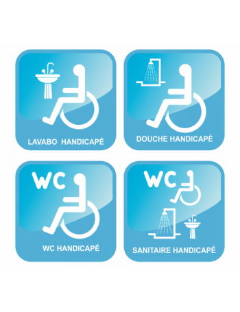 4 adhésifs handicapés wc - douche - lavabo - sanitaire