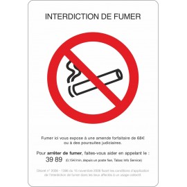 Lot de 10 adhésifs A5 interdiction de fumer