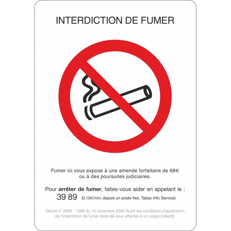 Lot de 10 adhésifs A5 interdiction de fumer