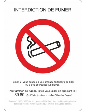 Lot de 10 adhésifs A5 interdiction de fumer