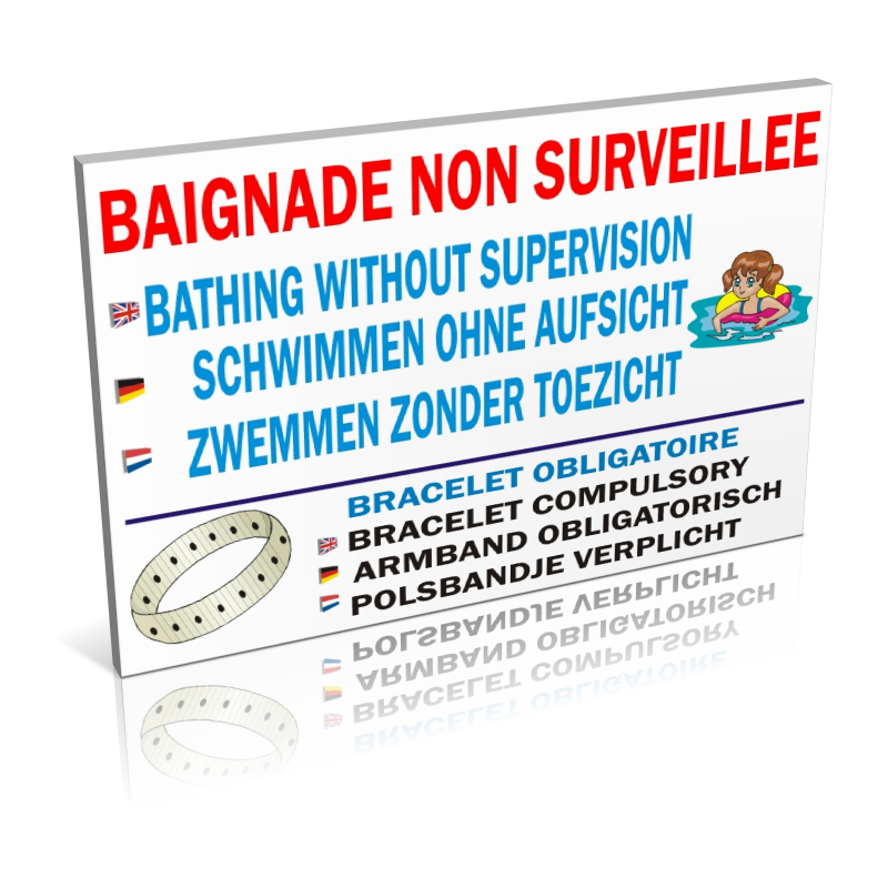 Baignade non surveillée - Bracelet obligatoire Baignade non surveillée - Bracelet obligatoire