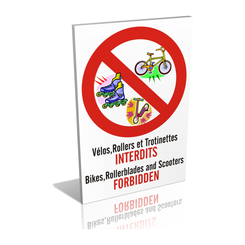 Vélos, trottinettes, rollers interdits Vélos, trottinettes, rollers interdits