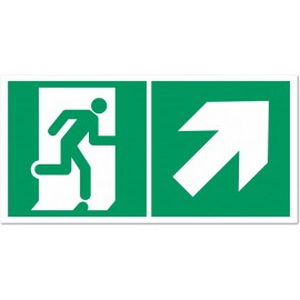 Direction d'une sortie de secours en montant à droite