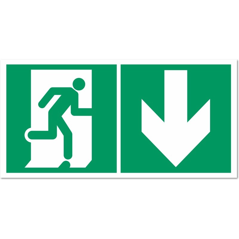 Direction d'une sortie de secours en dessous Direction d'une sortie de secours en dessous