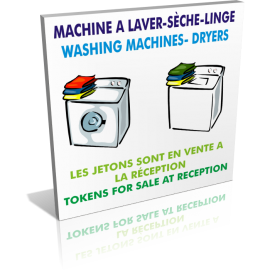 Sanitaires  Machines à laver - Sèche-linge - Les jetons sont en vente à la réception