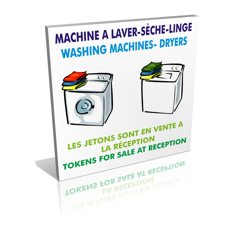 Sanitaires  Machines à laver - Sèche-linge - Les jetons sont en vente à la réception