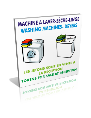 Sanitaires  Machines à laver - Sèche-linge - Les jetons sont en vente à la réception
