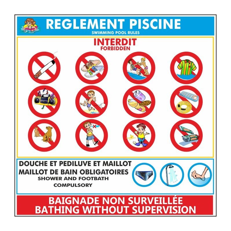 Règlement Piscine 480mmx480mm
