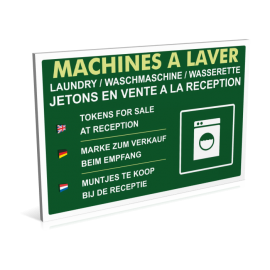 Sanitaires  Machines à laver - jetons sont en vente à la réception