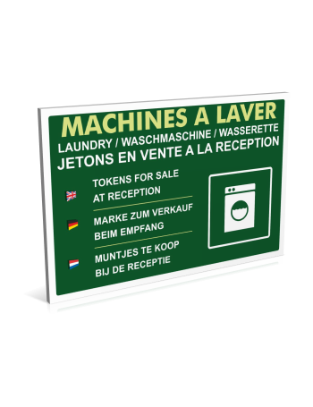 Sanitaires  Machines à laver - jetons sont en vente à la réception