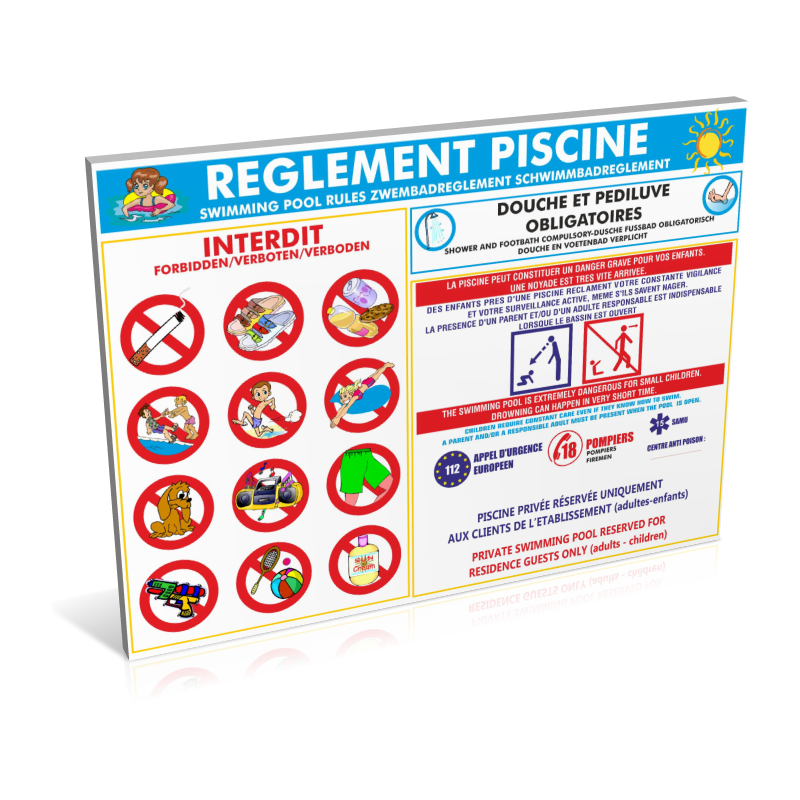 Règlement piscine 720mmx480mm Règlement piscine 720mmx480mm