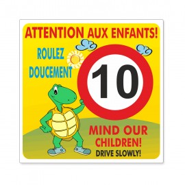 Panneau attention aux enfants roulez doucement sur mesure