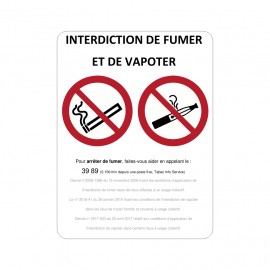Lot d'adhésifs interdiction de fumer et de vapoter