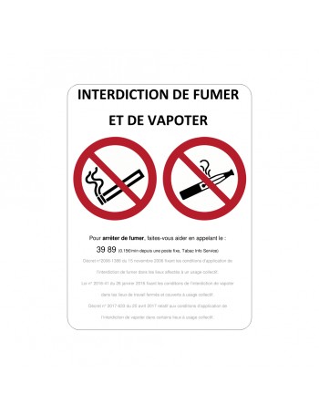 Lot d'adhésifs interdiction de fumer et de vapoter