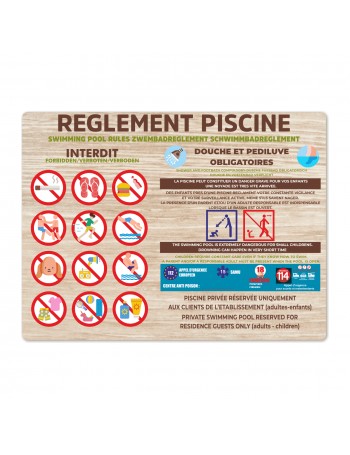 Petit panneau règlement piscine