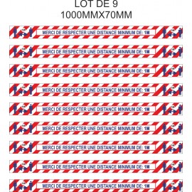 Lot de 9 bandes adhésives sol - Merci de respecter une distance de 1 mètres minimum