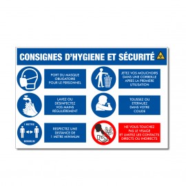 Panneau consignes d’hygiène- port du masque obligatoire