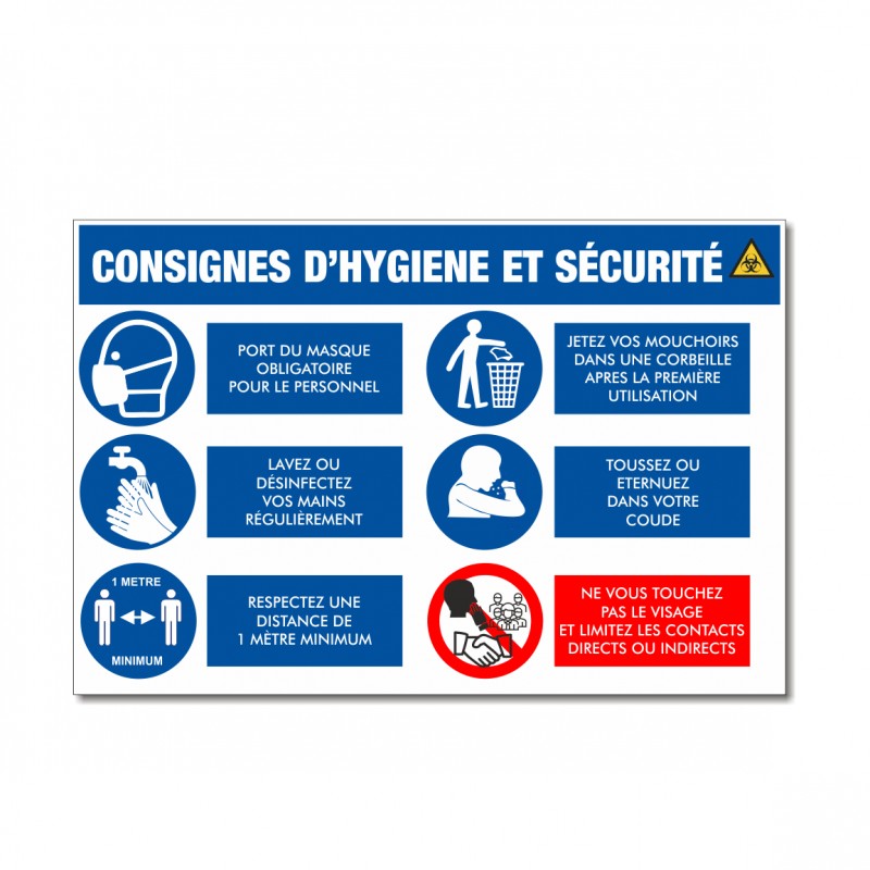 Panneau consignes d’hygiène- port du masque obligatoire