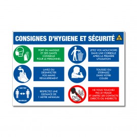 Panneau consignes covid-19 pictogrammes