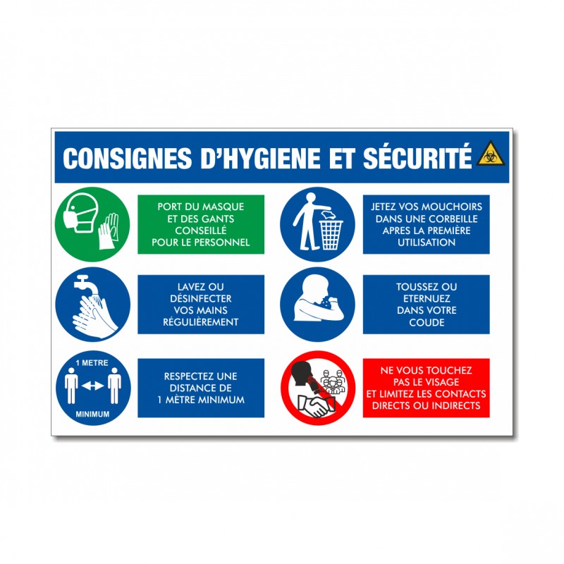 Panneau consignes covid-19 pictogrammes