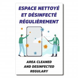 Espace nettoyé et désinfecté régulièrement