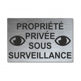 AUA SIGNALETIQUE Cartello Proprietà Privata Videosorveglianza 24h/24 - Alluminio Dibond 3mm 210x300 Mm