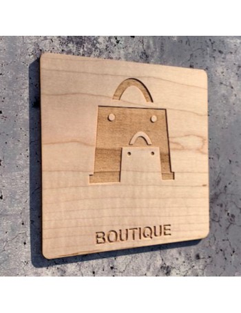 plaque en bois boutique