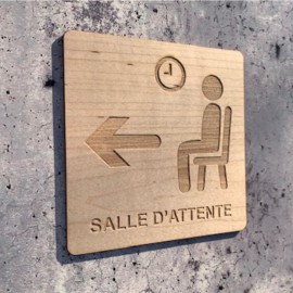 Signalétique en bois gravure salle d'attente