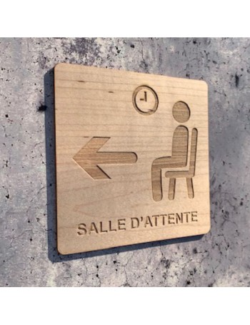 Signalétique en bois gravure salle d'attente