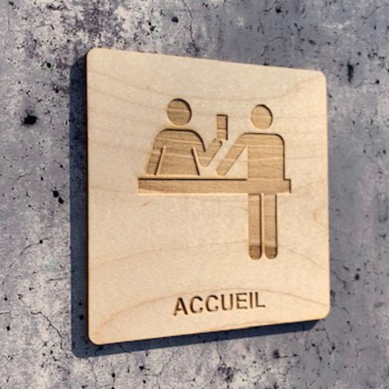 plaque en bois accueil