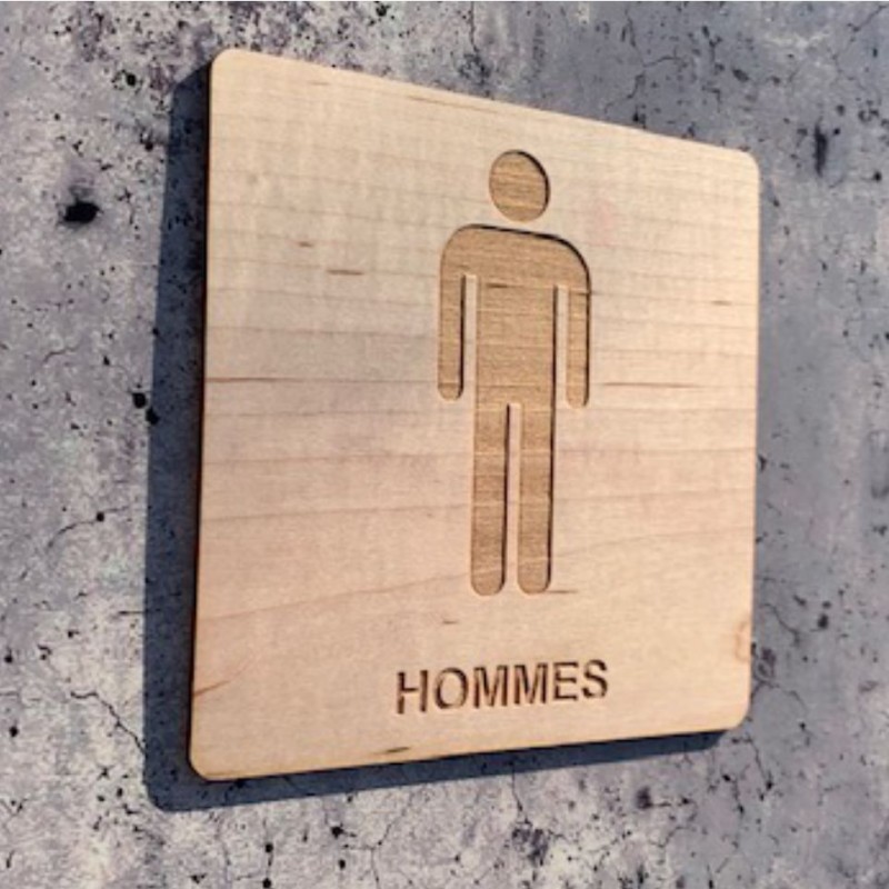 signalétique en bois hommes