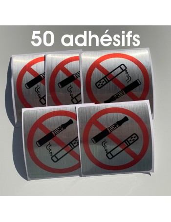 adhésifs interdiction de fumer et de vapoter aluminium brossé