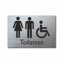 Sanitaires  Panneau toilettes rectangle en dibond aluminium brossé