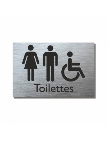 Sanitaires  Panneau toilettes rectangle en dibond aluminium brossé