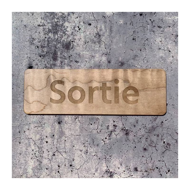 Signalétique en bois gravure sortie rectangle