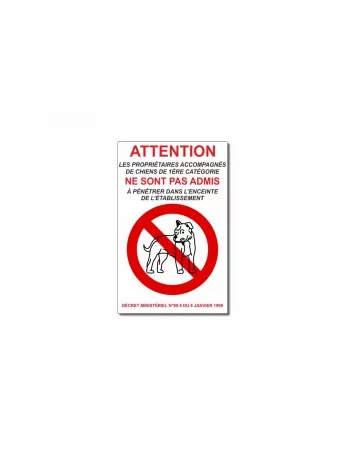 Les propriétaires accompagnés de chiens de 1ère catégorie ne sont pas admis